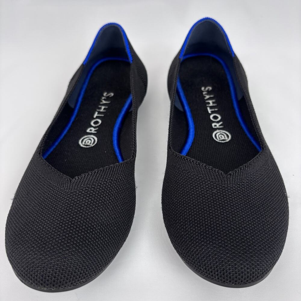ROTHYS The Flat Knit Round Toe Ballet Flats Slip On Black Size 9.5 Washable - Picture 2 of 9